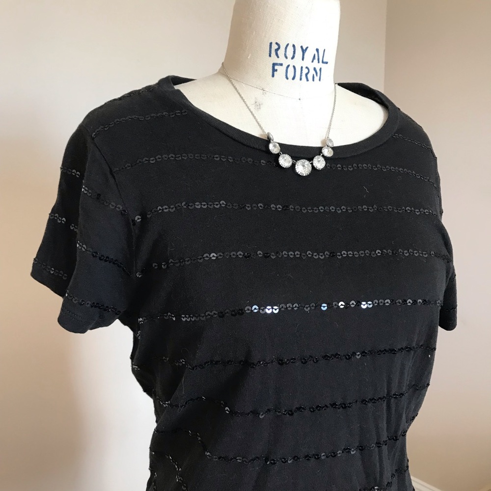j. crew black, sequin shirt. size large.